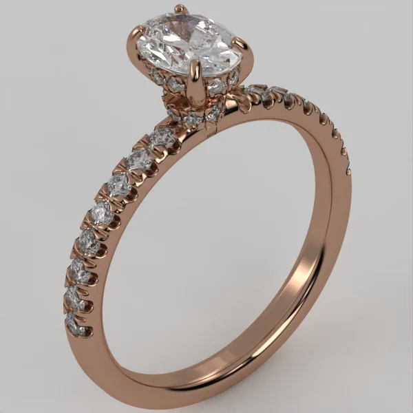 Halo Engagement Ring // Diamond Band // Wedding Ring // White Gold // Rose gold // ER11 · 4