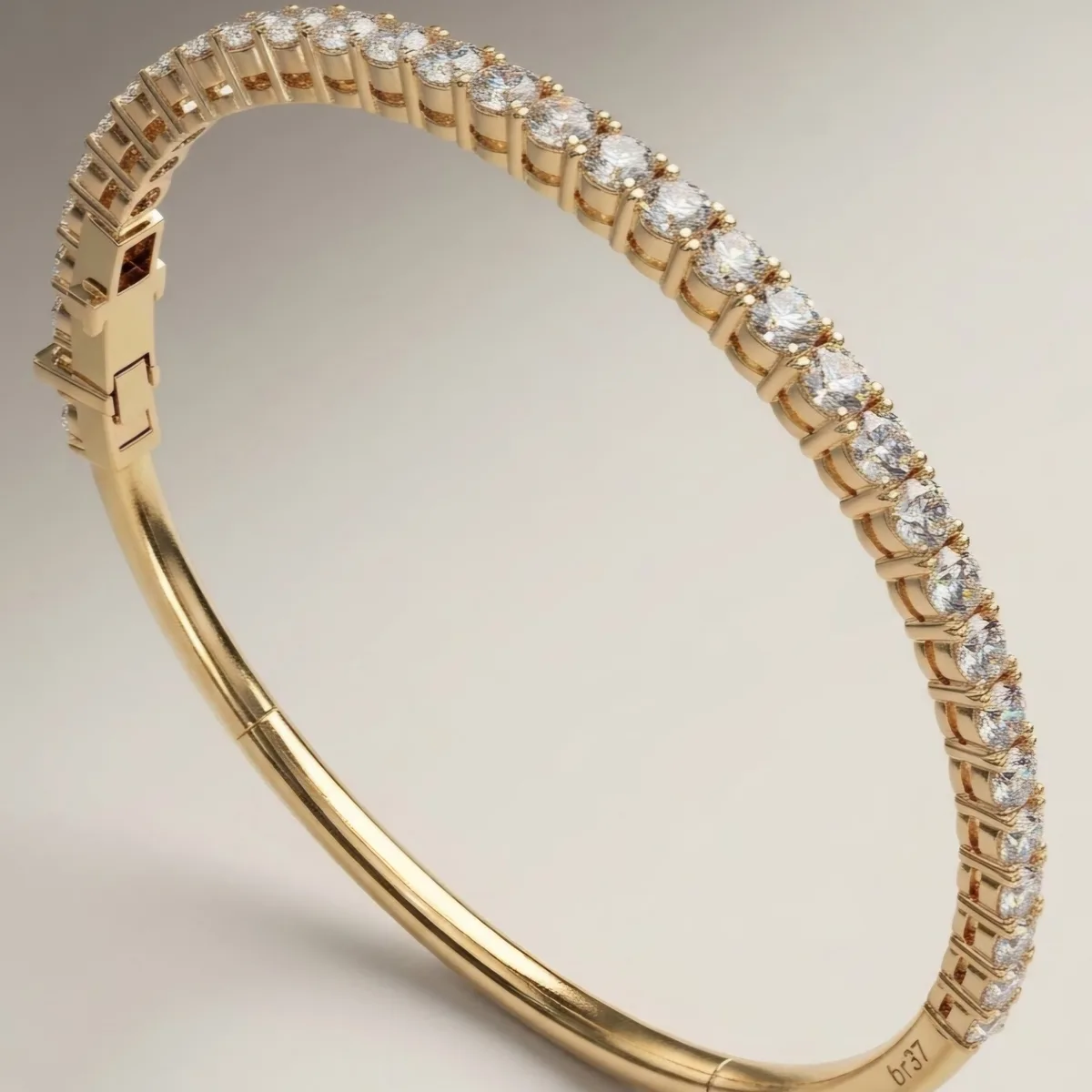 Gold bracelet // Diamonds bracelet // Hard bangel // Gift for her // Jewelry design // Br20) · 3