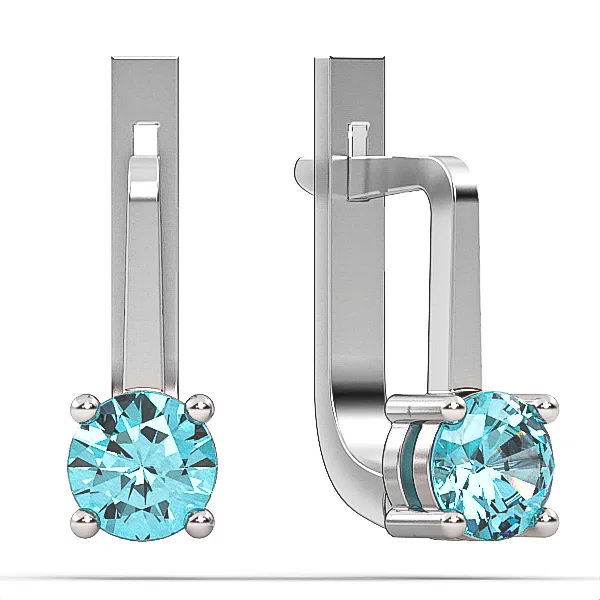 Exquisite Suisse Blue Topaz Earrings 14K Gold Plated, Chic Fashion Jewelry for Daily Wear. model EAG37 · 1