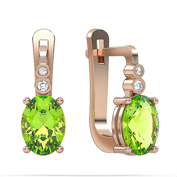 Gold earrings // Peridot earrings // Gemstone jewelry // Diamond // For women // Present // EAG7 · 2