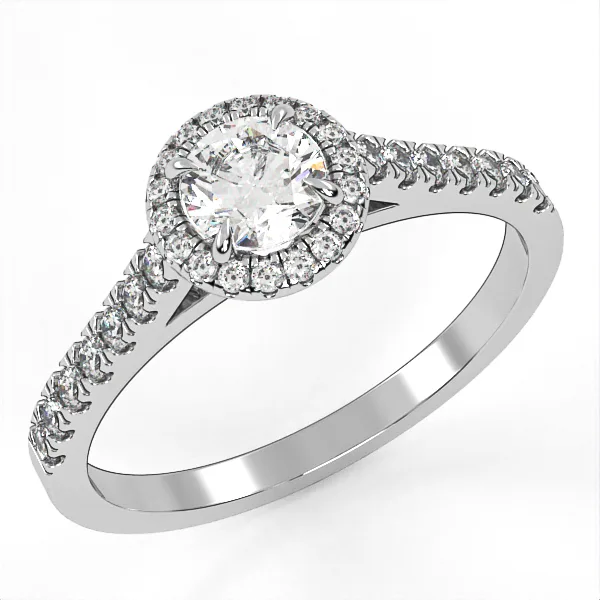 Halo Engagement Ring // Diamond Band // Wedding Ring // White Gold // Rose gold // ER8 · 1