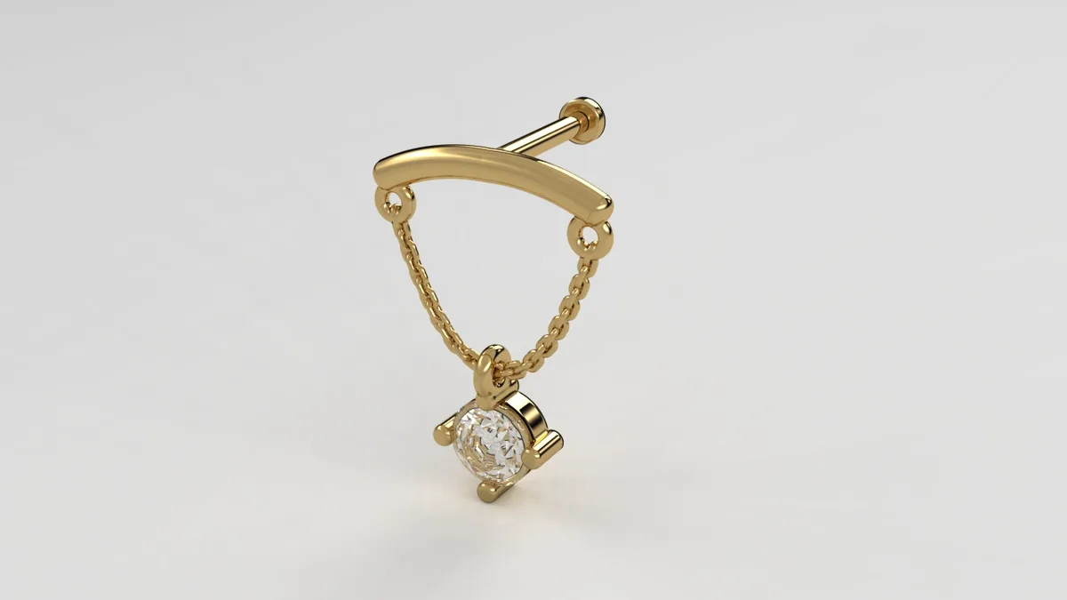 Curved Labret Diamond Piercing Model PR2 · 1