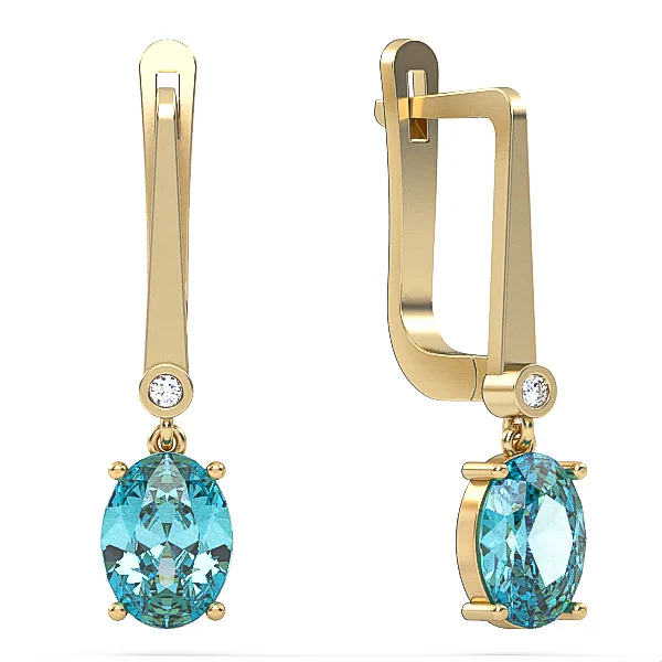 Gold Earrings // Swiss blue topaz // Natural or Lab diamonds // Gemstone jewelry // EAG2 · 3