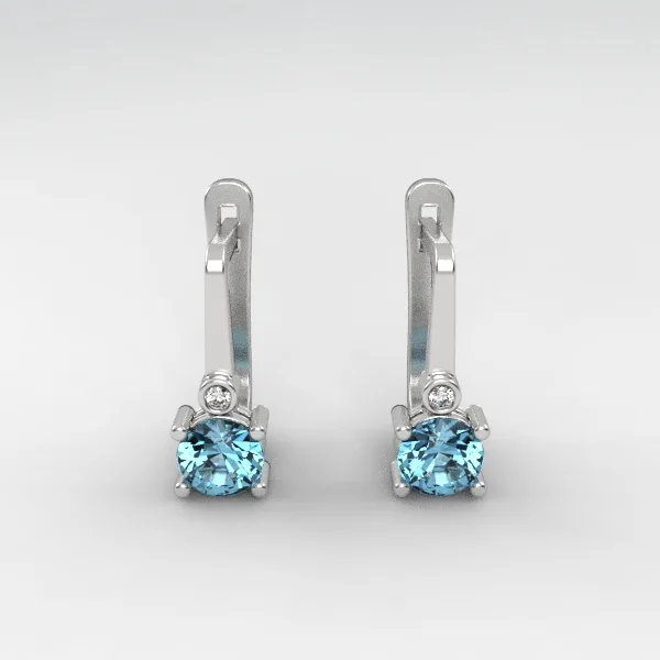 Gold Earrings // Blue Topaz stones // Natural or CVD diamonds // Model EAG36 · 2