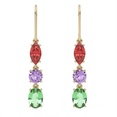Dazzling gold earrings with precious stones, stylish design, made of yellow, rose, or white gold, the perfect gift for girls and women. Model EAR1