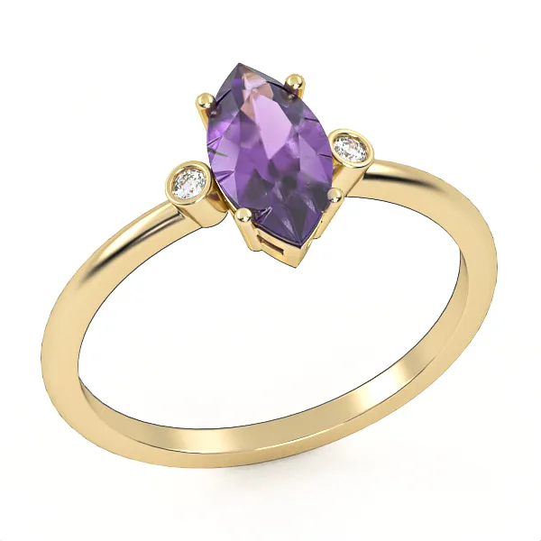 Buy//gold ring//amethyst//natural diamonds//CVD diamonds//for women//GSR7 · 2