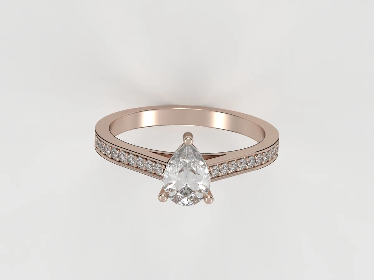 Diamond ring // Engagement ring // Drop diamond // Natural or CVD diamonds // Model ER20 · 6