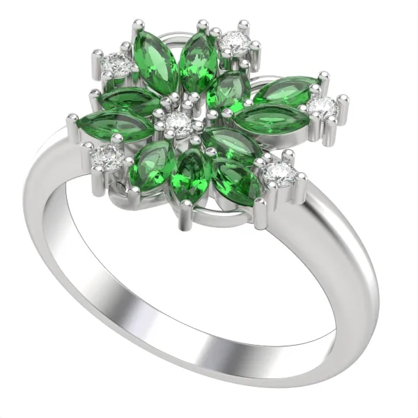 Diamond and Emerald Ring //Gold Ring//Gift for women//Model DR14 · 2