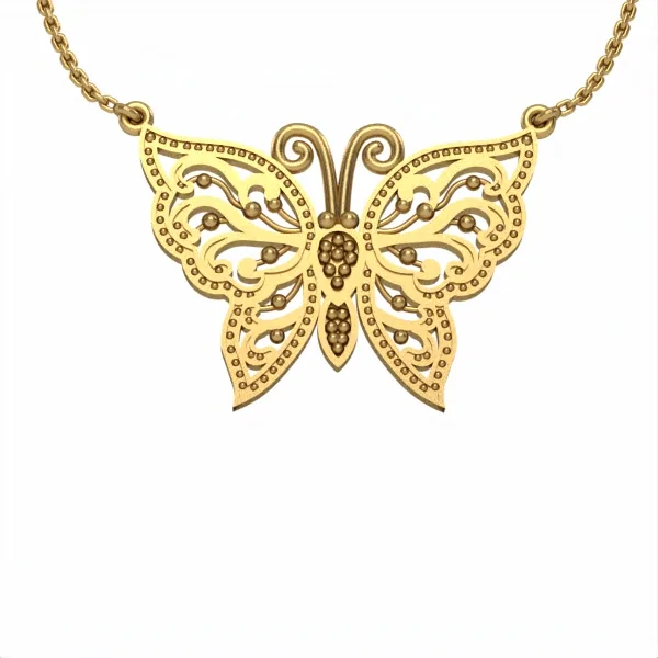 Gold Pendant // Pendant butterfly // Rose gold // White gold // Gift // Fine jewelry // Elegant pendant // DP49 · 1