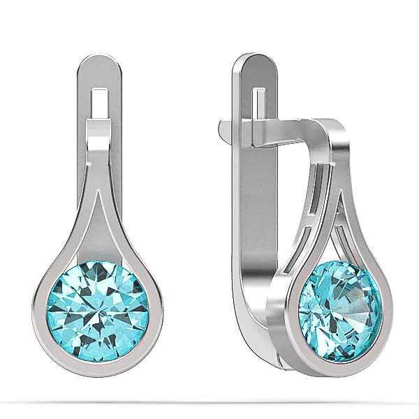 Suisse Blue Topaz Gold Earrings, Chic Everyday Elegance, Perfect Gift for Birthdays or Anniversaries . EAG38 · 1