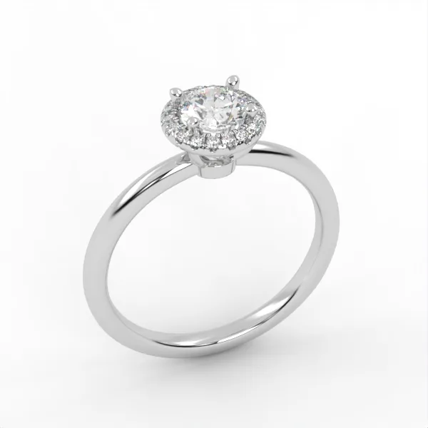 Halo Engagement Ring // Diamond Band // Wedding Ring // White Gold // Rose gold // ER5 · 2