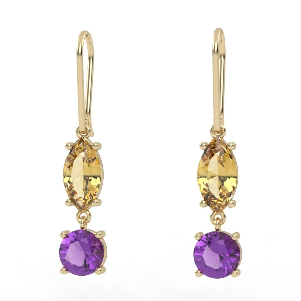 Citrine & Amethyst Gold Earrings Model EAG24 · 3