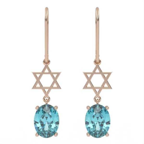 Gold Earrings // Swiss blue topaz // Jewelry gift // For women // EAG18 · 1