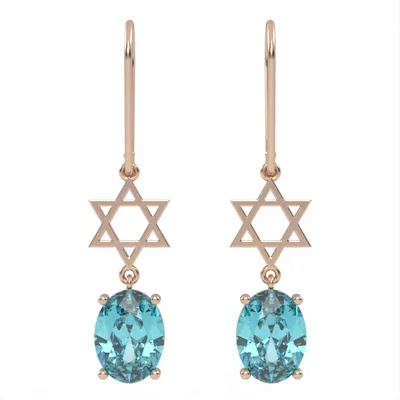 Gold Earrings//Swiss blue topaz//jewelry gift//for women// EAG18