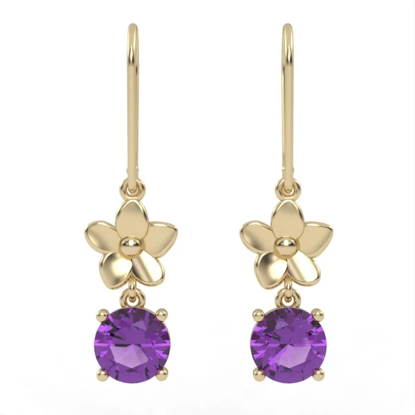 Gold Earring // Amethyst earrings // Gemstone jewelry // For women // EAG13 · 2