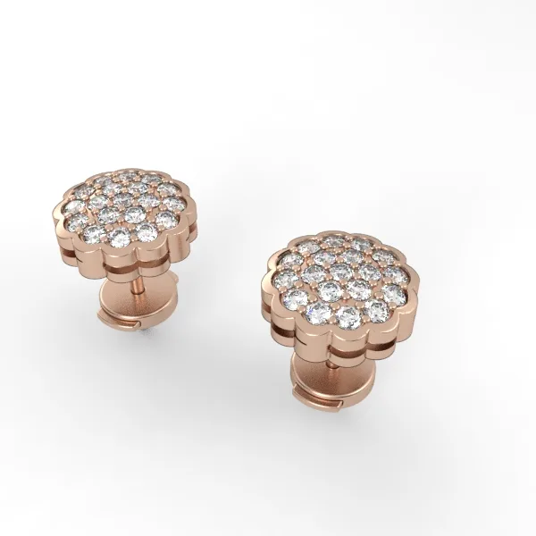 Gold earrings with diamonds // Natural diamonds // Lab diamonds // White gold // Rose gold // Ear19 · 7