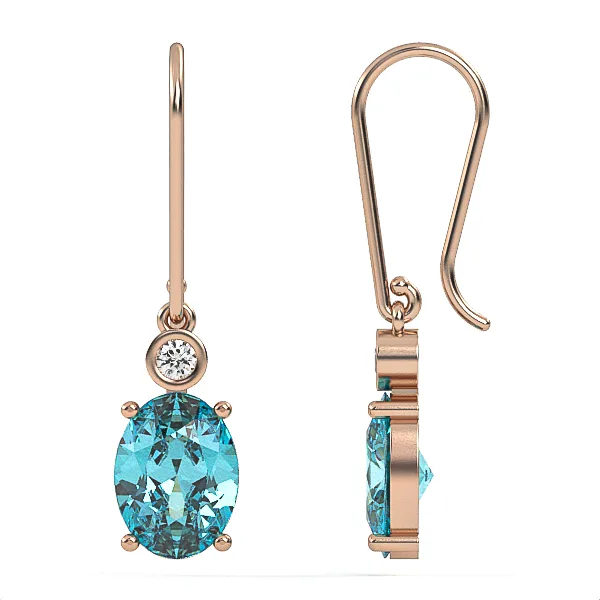 Gold Earrings // Blue Topaz Suisse // Diamonds earrings // Gemstone jewelry // Gift for women // EAG29 · 2
