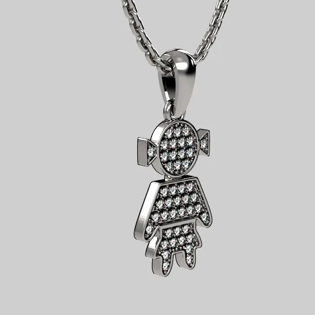 Diamonds Pendant "Girl"in White and Rose Gold, Elegant Jewelry Accessory for Everyday Wear, Perfect Present for Anniversary or Birthday Gift. DP53 · 4