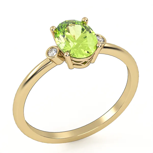 Gold ring//peridot//natural diamonds//CVD diamonds//for women//Model//GR3 · 4