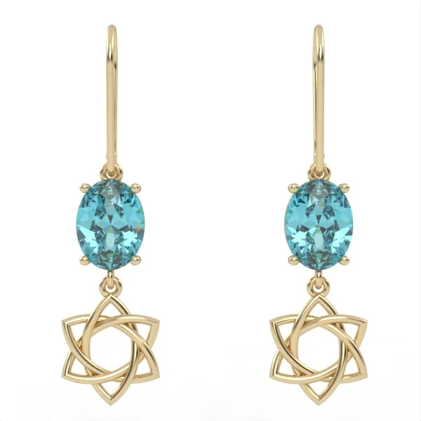 Gold earrings // Blue Topaz Suisse // For women EAG25 · 1