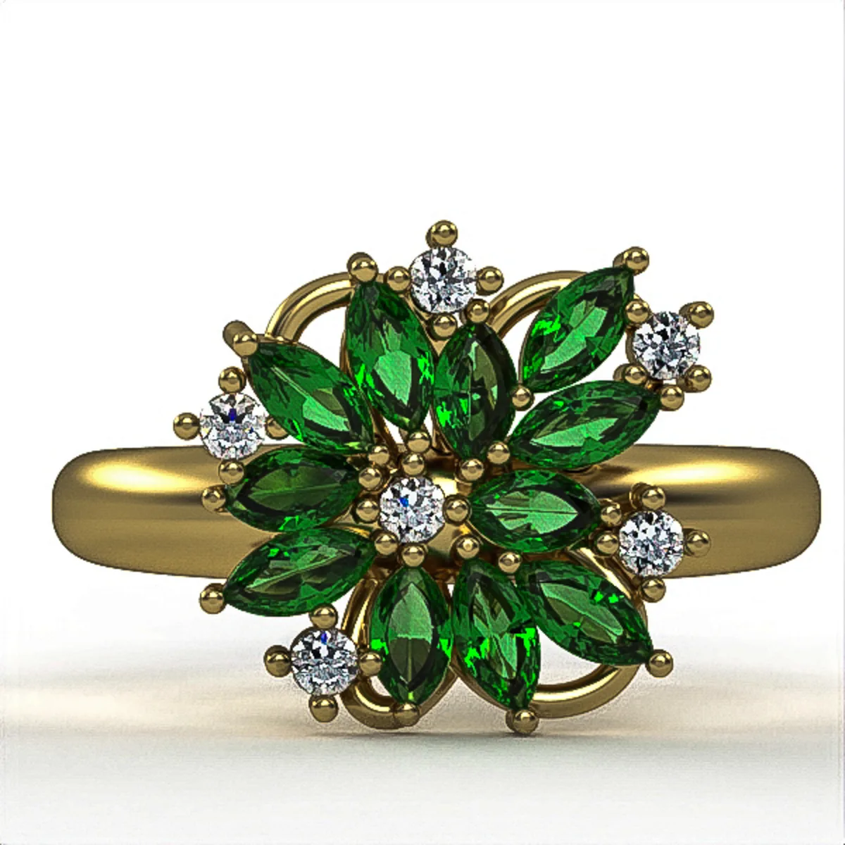 Diamond and Emerald Ring //Gold Ring//Gift for women//Model DR14 · 6