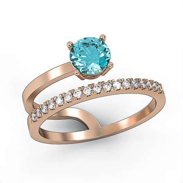 Blue Topaz & Diamond //Gold Ring//Blue Topaz//gift for women//gemstone jewelry//GSR14 · 2
