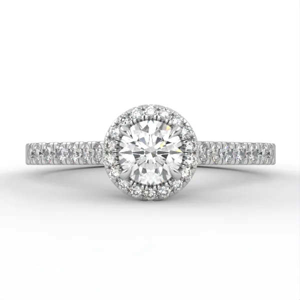 Halo Engagement Ring // Diamond Band // Wedding Ring // White Gold // Rose gold // ER8 · 3