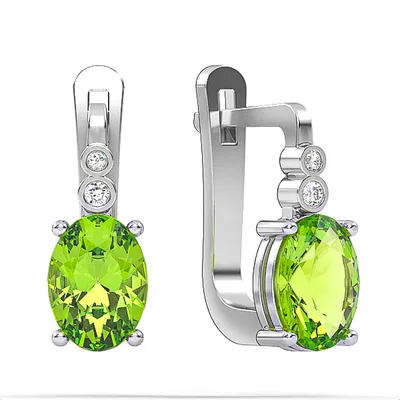 Gold earrings//Peridot earrings//gemstone jewelry//diamond//for women//present//EAG7