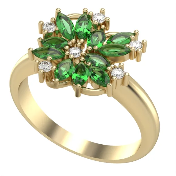 Diamond and Emerald Ring //Gold Ring//Gift for women//Model DR14 · 1