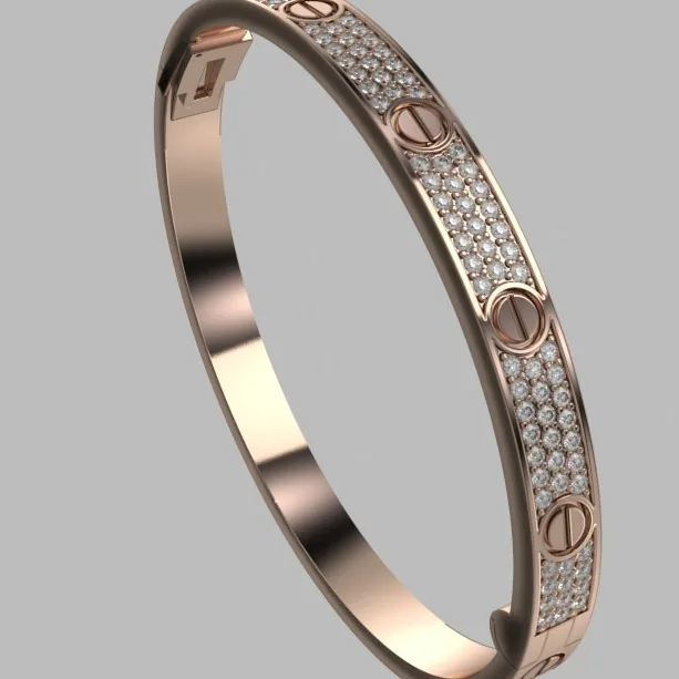 Gold bracelet, natural or CVD diamonds, hard bracelet, model BR3 · 3